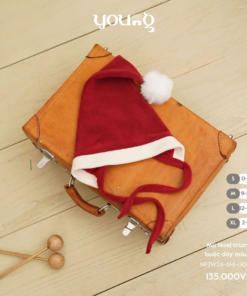 Mũ Noel trùm tai buộc dây màu đỏ dễ thương cho bé