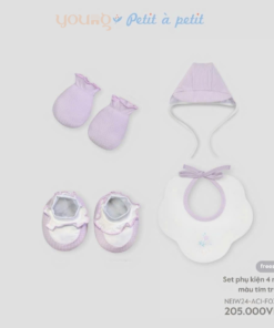 Set phụ kiện 4 món màu tím trắng