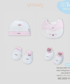 Set phụ kiện 4 món màu trắng họa tiết cáo