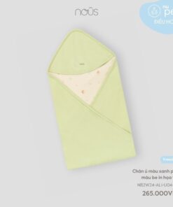 Chăn ủ màu xanh phối màu be in họa tiết