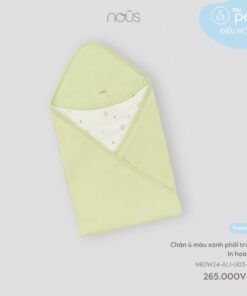 Chăn ủ màu xanh phối trắng in họa tiết