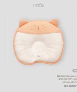 Gối định hình màu trắng phối cam hình con mèo