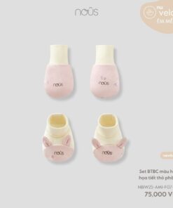 Set BTBC màu hồng họa tiết thỏ phối be