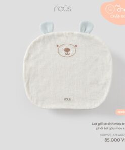 Lót gối sơ sinh màu trắng phối tai gấu màu xanh