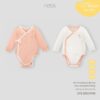Set 2 bodysuit dài tay màu cam phối trắng