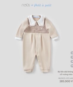 Bộ liền dài không tất cổ vuông màu nâu