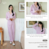 Pyjama áo quần dài kẻ tím sọc trắng