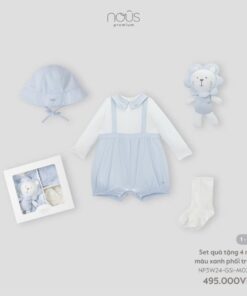 Set Quà Tặng 4 Món Màu Xanh Phối Trắng