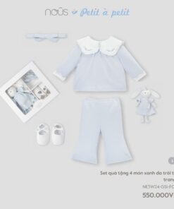 Set Quà Tặng 4 Món Màu Xanh Da Trời Thêu Trang Trí