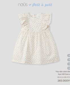 Váy Dài Cánh Tiên Be Họa Tiết Hoa Xanh