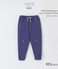 Quần dài baggy xanh navy có hình in trang trí