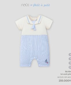 Bộ liền cộc kẻ xanh phối be