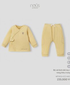 Bộ Cài Lệch Dài Tay Màu Vàng Thêu Trang Trí