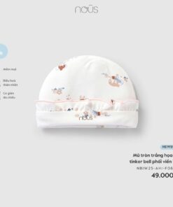 Mũ Tròn Trắng Họa Tiết Tinker Bell Phối Viền Bèo